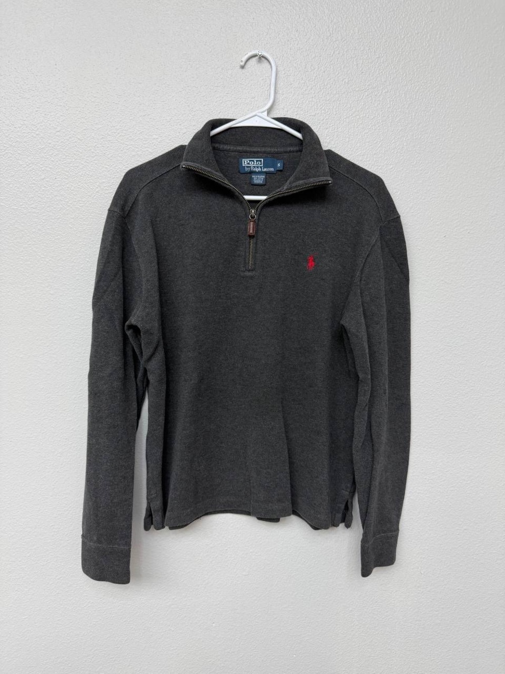 Polo Ralph Lauren Men's Gray 1/4 Zip Pullover Sweater Small Red Pony